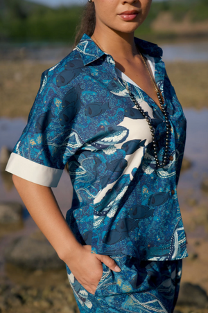Hidden He'e Women's Kimono Sleeve Aloha Shirt