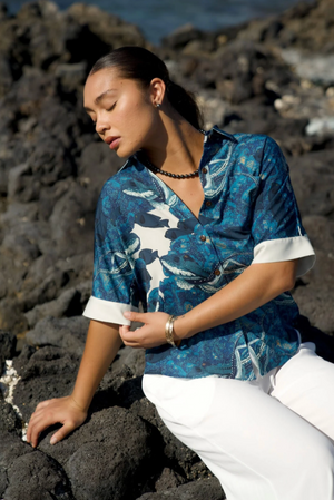 Hidden He'e Women's Kimono Sleeve Aloha Shirt