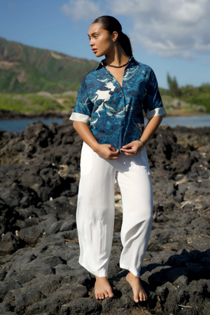 Hidden He'e Women's Kimono Sleeve Aloha Shirt