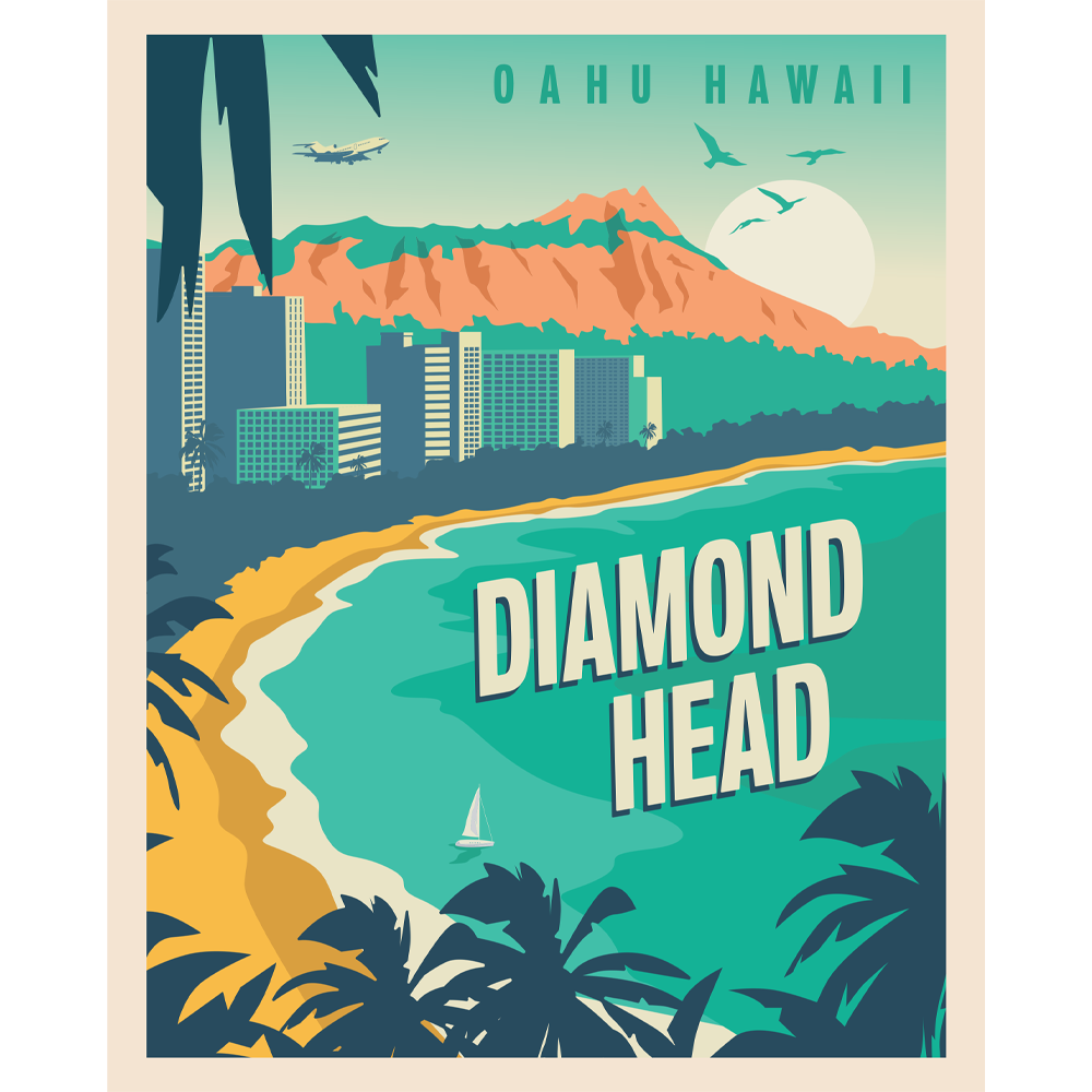 Oahu's Diamond Head 8 x 10 Poster | KoaWood Ranch
