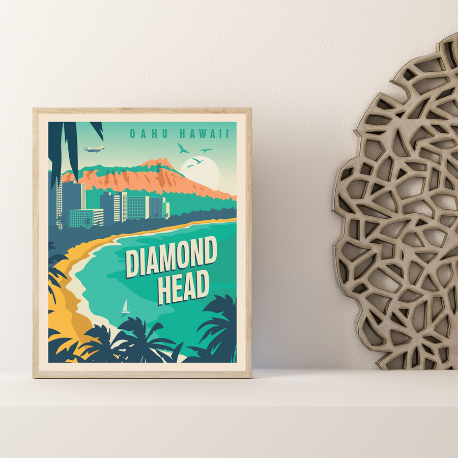 Oahu's Diamond Head 8 x 10 afdruk