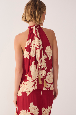 Hibiscus Print Halter Blouse