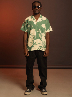 Paradise Leisure Stretch Button-Up in Green