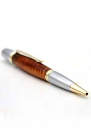 Hawaiian Koa Wood Gatsby Pen - Gold/Satin Chrome