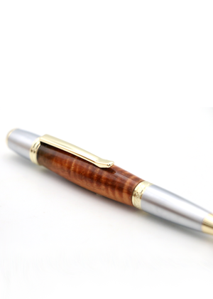 Hawaiian Koa Wood Gatsby Pen - Gold/Satin Chrome