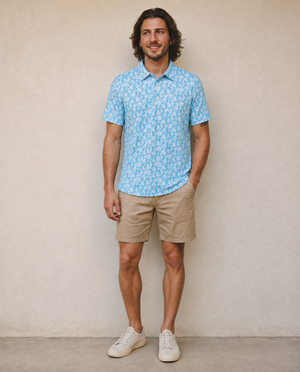 Camellias Performance Polo - Aqua