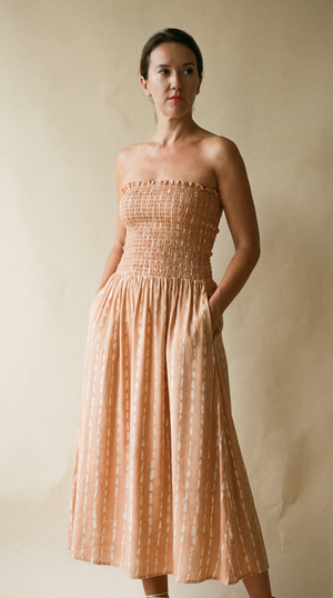 Portofino Strapless Midi Dress - Current Rose