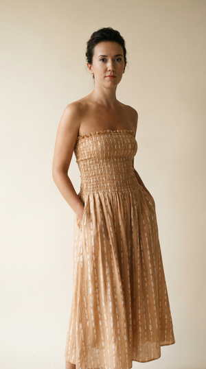 Portofino Strapless Midi Dress - Current Rose