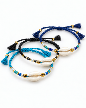 Beaded Nylon Bracelet with Cowrie Shell