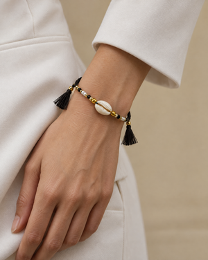 Beaded Nylon Bracelet with Cowrie Shell