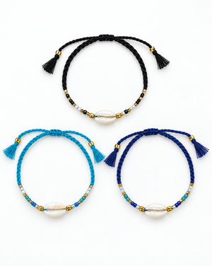 Beaded Nylon Bracelet with Cowrie Shell