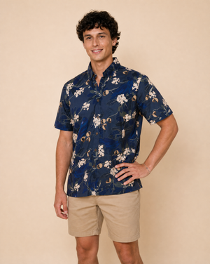 Ho’awa & ‘Alala Aloha Shirt - Navy