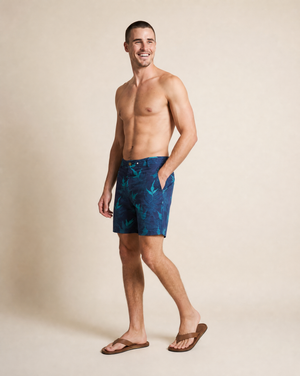 ‘Iwa’iwa Fern Reversible Shorts - Blue