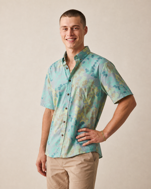 Maidenhair Fern Aloha Shirt - Teal