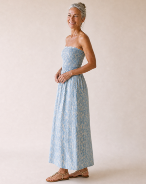 Portofino Strapless Midi Dress - Wild Blue