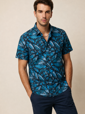 Fish - Black Aloha Shirt - Back View