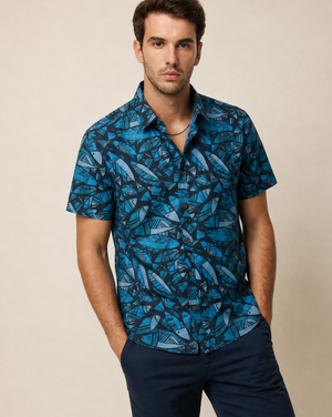 Fish - Black Aloha Shirt - Back View