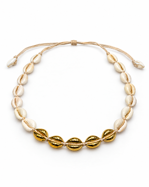 Cowrie Necklace with Gold Shells