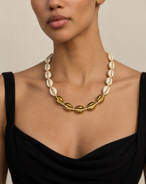 Cowrie Necklace with Gold Shells
