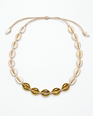 Cowrie Necklace with Gold Shells