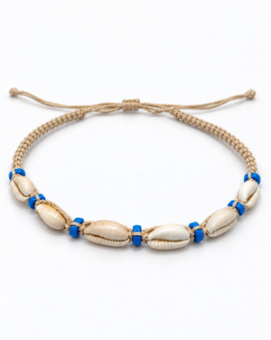 Cowrie Necklace with Turquoise Beads