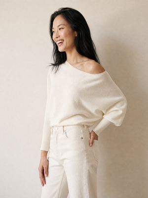 Asymmetrical Sweater Knit Top - Side View