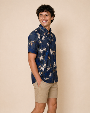 Ho’awa & ‘Alala Aloha Shirt - Navy