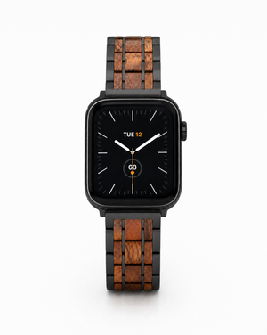 Koa Wood and Steel iWatch Band - Black or Silver Sport
