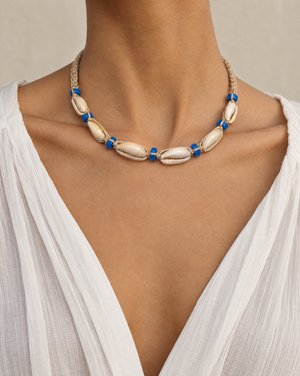 Cowrie Necklace with Turquoise Beads