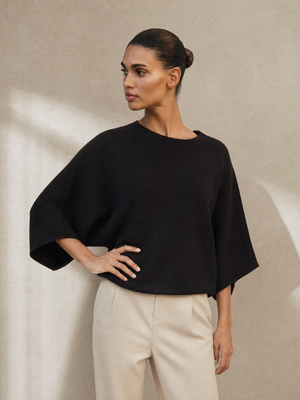 Batwing Sleeve Knit Top - Top View
