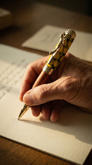 Hawaiian Koa Wood Golf Pen - 24kt Gold