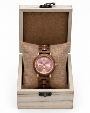 Ladies Koa Wood Watch - Pink Face