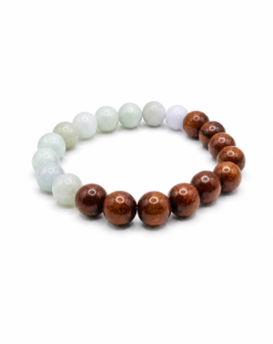 Koa Wood and Jade Beaded Bracelet