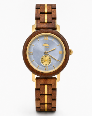 Ladies Koa Wood Watch - Blue Face