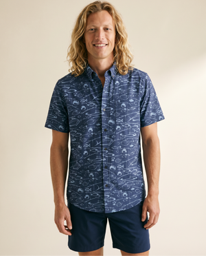 Fisherman's A-Lure Performance Button Front - Navy - Front View