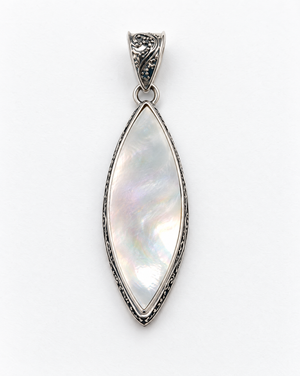 Sterling Silver Surfboard Pendant with Mother of Pearl