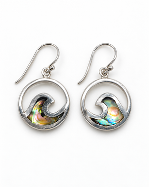 Sterling Silver Abalone Wave Earrings