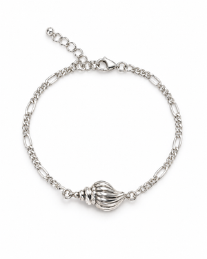 Sterling Silver Conch Shell Figaro Bracelet