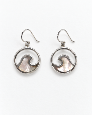 Sterling Silver Mother of Pearl Wave Earrings