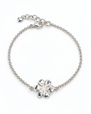 Sterling Silver Plumeria Flower Chain Bracelet
