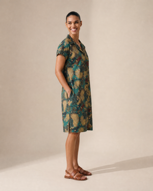 Kaniakapupu Aloha Shirt Dress - Teal