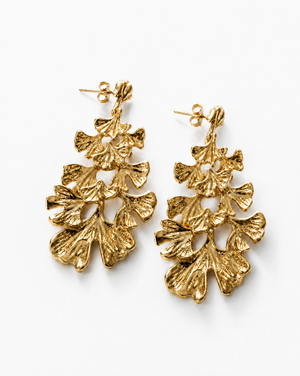 Coral Drop Gold Earrings