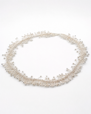 Sterling Silver Abstract Coral Lei Choker Necklace
