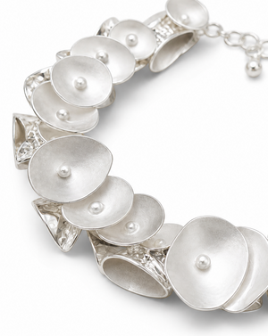 Sterling Silver Abstract Pua Lei Bracelet