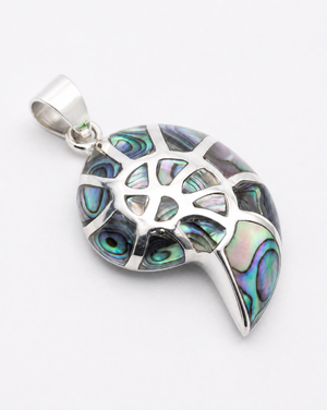 Sterling Silver Shell Pendant with Abalone Inlay