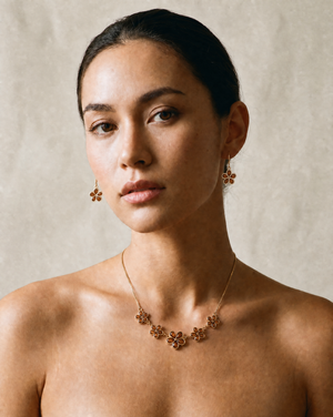 14k Gold 5 Plumeria Koa Inlay Necklace