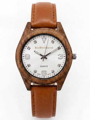 Kona - Hawaiian Koa and Leather Band Watch: Tan