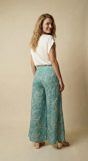 Lucia Pants - Tropical Foliage Teal