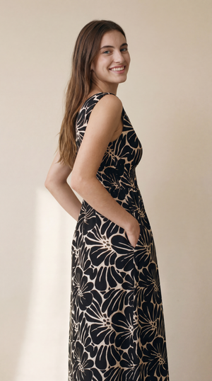 Moana Maxi Dress - Vintage Flowers Black