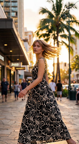 Moana Maxi Dress - Vintage Flowers Black